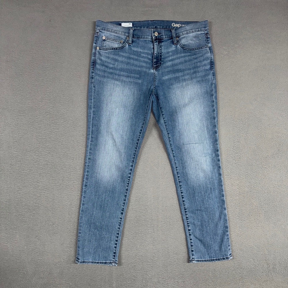 Gap Jeans Womens 31 (Fits 36) Blue Girlfriend Medium Wash Stretch Denim Cotton